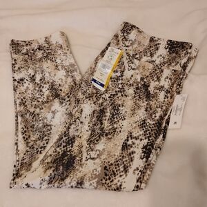 Stylish Cream and Brown Snake Pattern Capris Leggings Size 0X